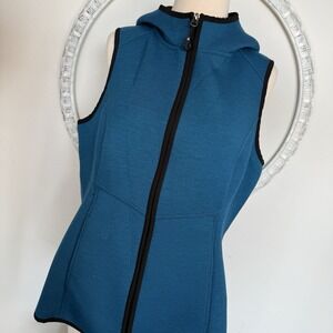 Gerry blue zip up stretch hoodie hooded zip up Vest Sleeveless Jacket womens L
